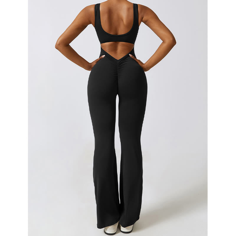 BWOOOH printed yoga pants - Women Workout Sleeveless Jumpsuit Flare 