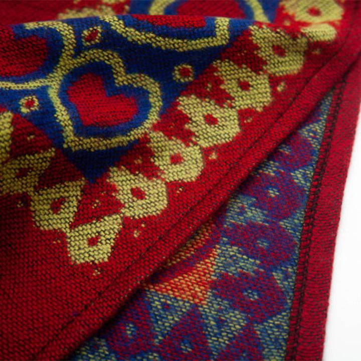 BWOOOH Tibetan Shawl Red Love Heart Tassel Hooded Cloak W