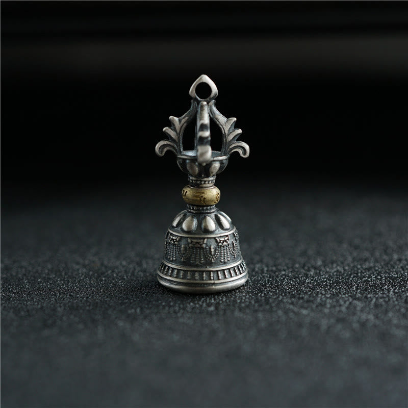 BWOOOH Tibet 925 Sterling Silver Om Mani Padme Hum Dorje Bell Vajra Engraved Enlightenm | Sterling Silver