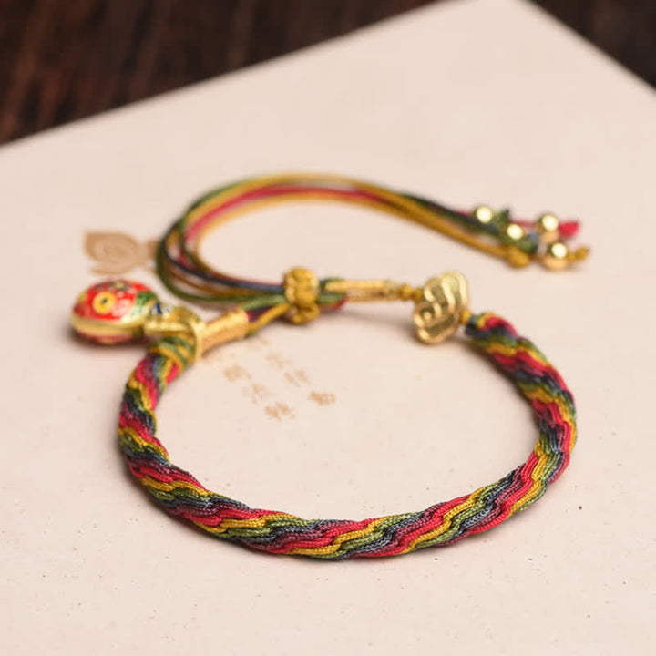 BWOOOH Gold Swallowing Beast Family Luck Reincarnation Knot Colorful String Bracelet