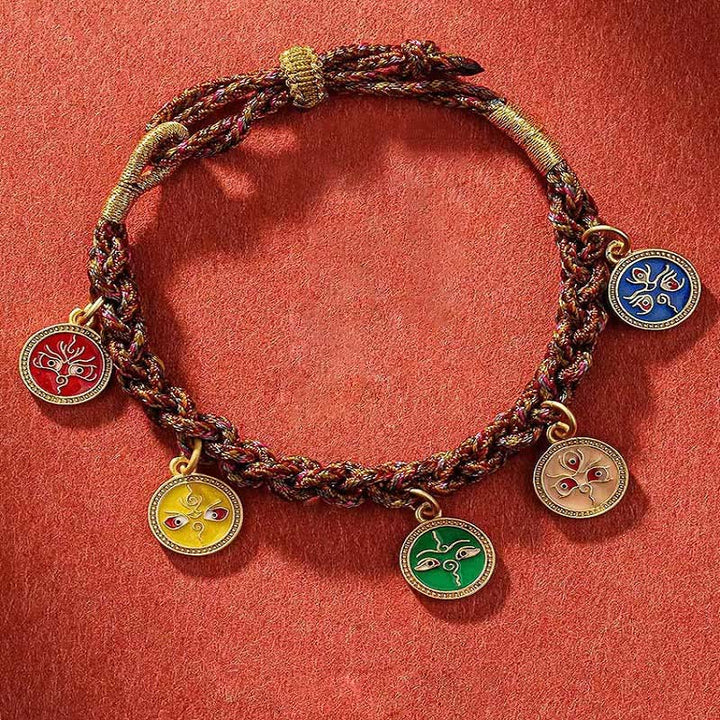 BWOOOH Tibetan Five God Of Wealth Thangka Luck Braid String Bracelet