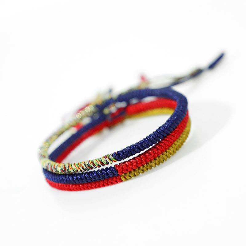 BWOOOH Tibet Handmade Multicolor King Kong Knot Faith Protection Braided Two-Color Stri | spiritual healing bracelet