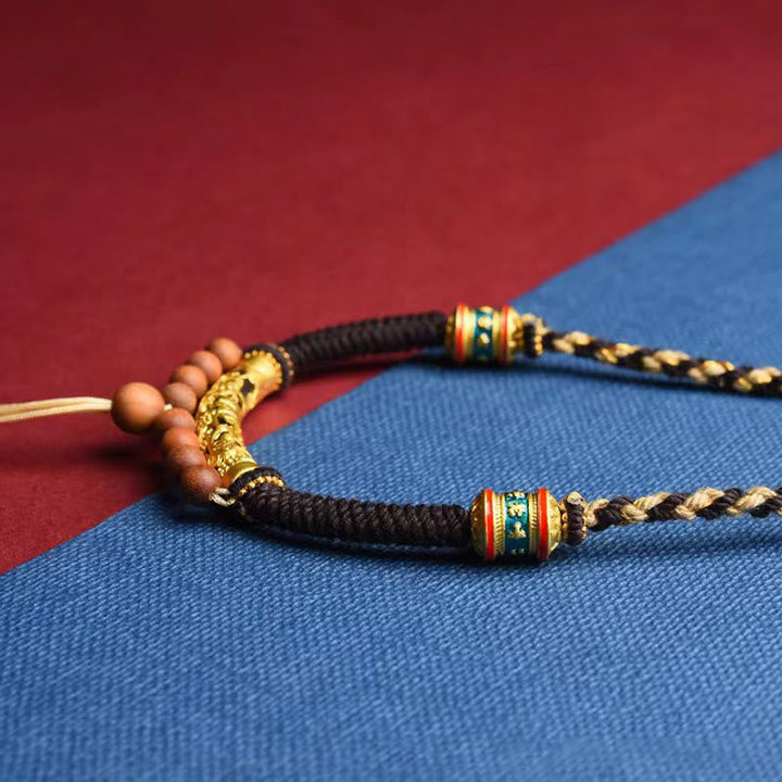 BWOOOH Tibetan Handmade King Kong Knot Om Mani Padme Hum Prayer Wheel String Necklace Pendant