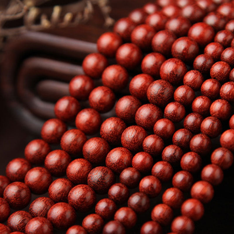 BWOOOH Tibetan Small Leaf Red Sandalwood 108 Beads Mala Meditation Bracelet