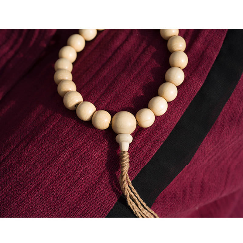 BWOOOH Natural Abelia Biflora Wood Blessing Wrist Mala