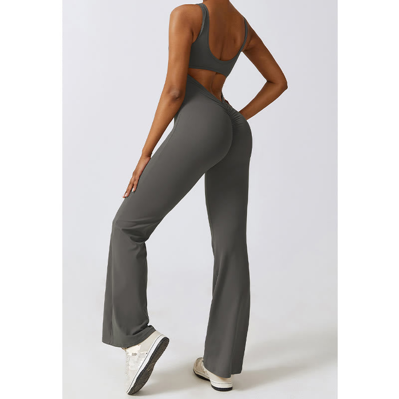 BWOOOH printed yoga pants - Women Workout Sleeveless Jumpsuit Flare 