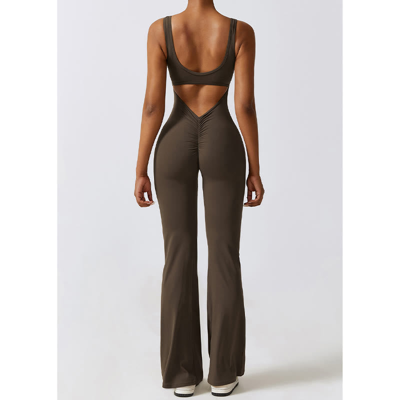 BWOOOH printed yoga pants - Women Workout Sleeveless Jumpsuit Flare 