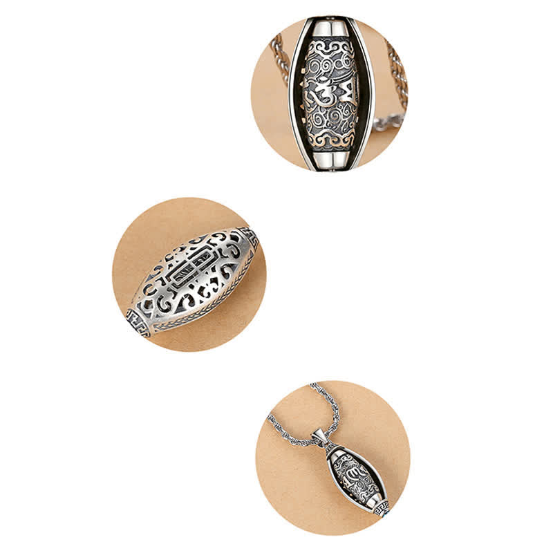 BWOOOH Tibet Om Mani Padme Hum Protection Necklace Rotatable Pendant
