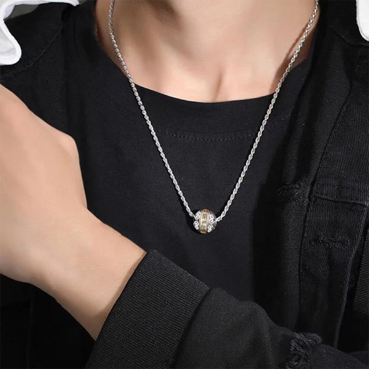 BWOOOH Taoist Nine Character Mantra Amulet Balance Rotatable Necklace Pendant