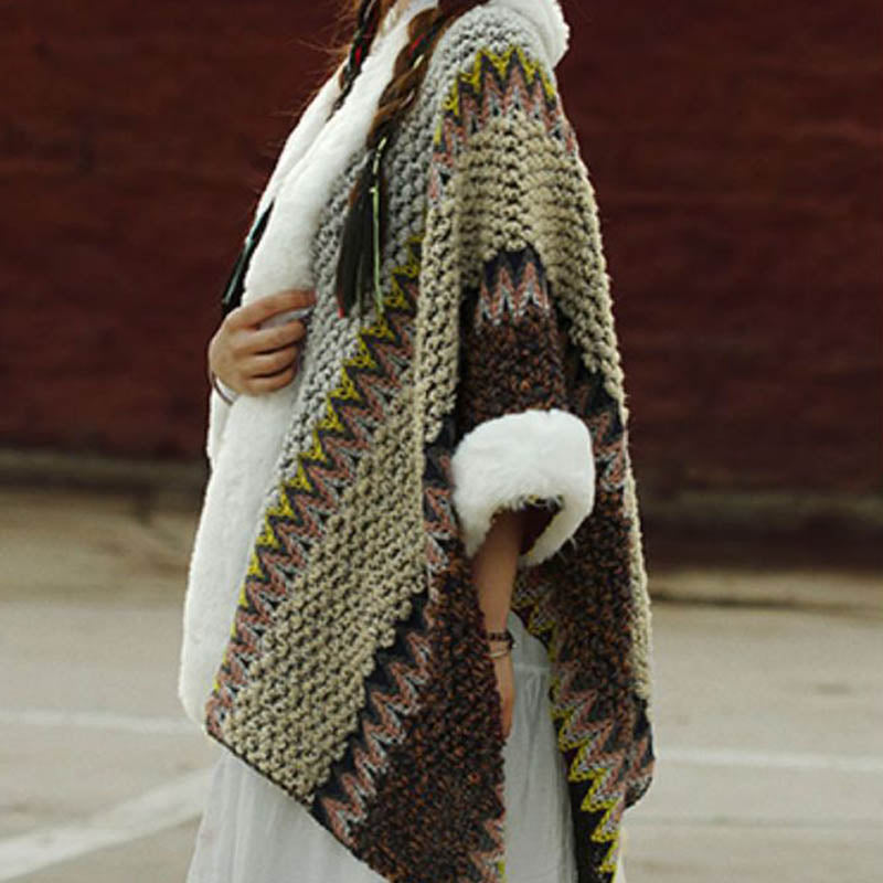 BWOOOH Tibetan Multicolored Striped Shawl Winter Cozy Tra