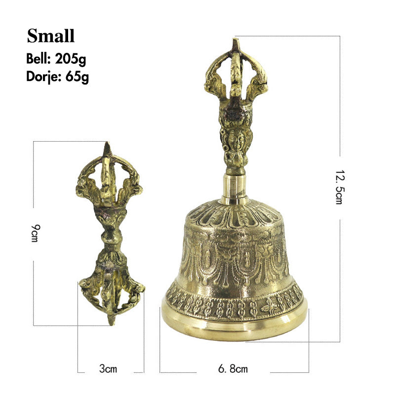 BWOOOH Tibetan Meditation Bell and Vajra Dorje Copper Balance Handmade Decoration Set | Copper Tibetan bell
