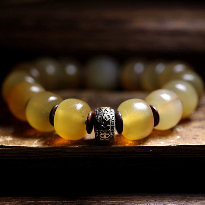 BWOOOH Handmade Tibetan Sheep Horn Om Mani Padme Hum Auspiciousness Bracelet