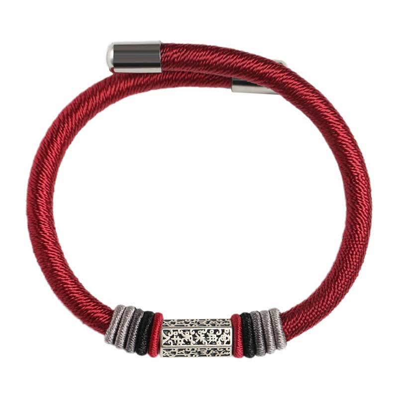 BWOOOH 925 Sterling Silver Om Mani Padme Hum Peace Red String Bracelet