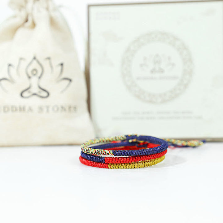 BWOOOH Tibet Handmade Multicolor King Kong Knot Faith Protection Braided Two-Color Stri | spiritual healing bracelet