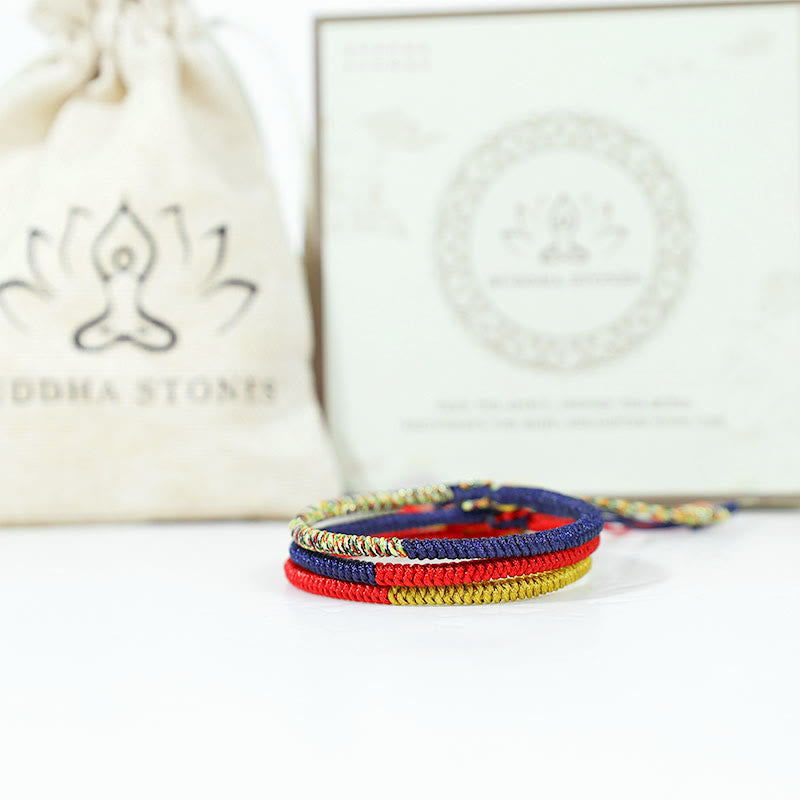 BWOOOH Tibet Handmade Multicolor King Kong Knot Faith Protection Braided Two-Color Stri | spiritual healing bracelet