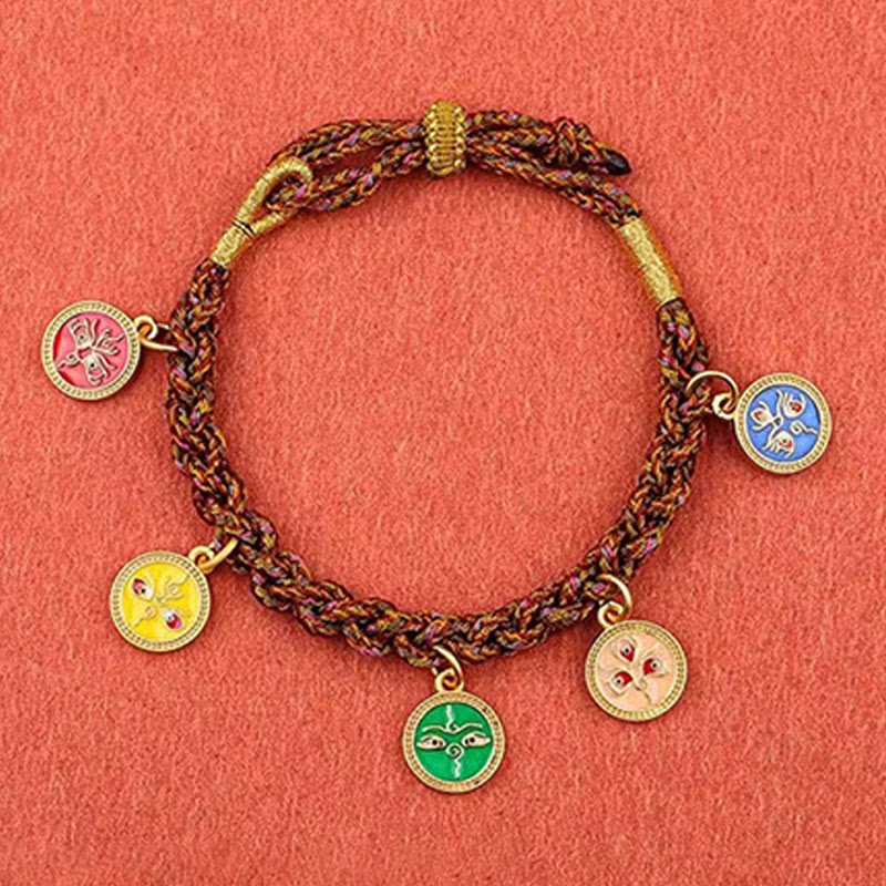 BWOOOH Tibetan Five God Of Wealth Thangka Luck Braid String Bracelet