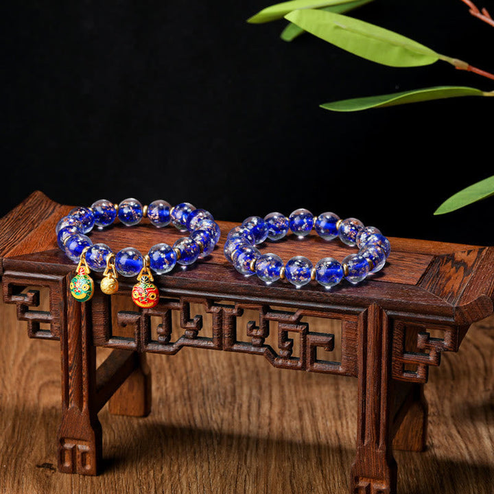 BWOOOH Gold Swallowing Beast Family Charm Luminous Fluorescent Liuli Glass Bead Success Bracelet