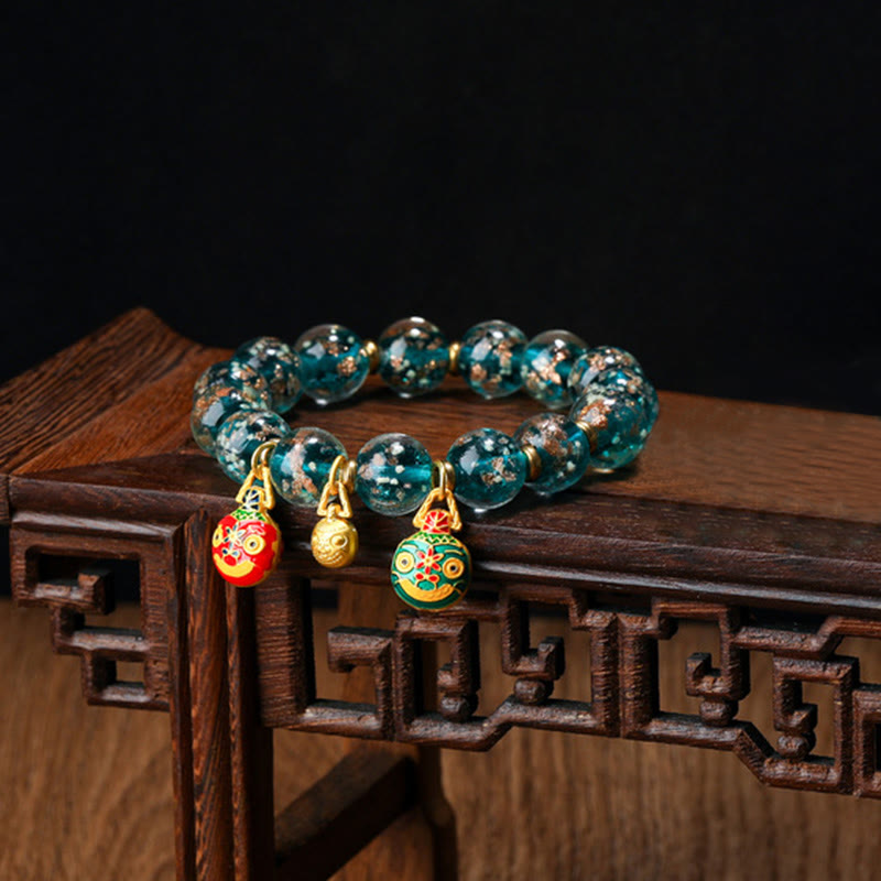 BWOOOH Gold Swallowing Beast Family Charm Luminous Fluorescent Liuli Glass Bead Success Bracelet