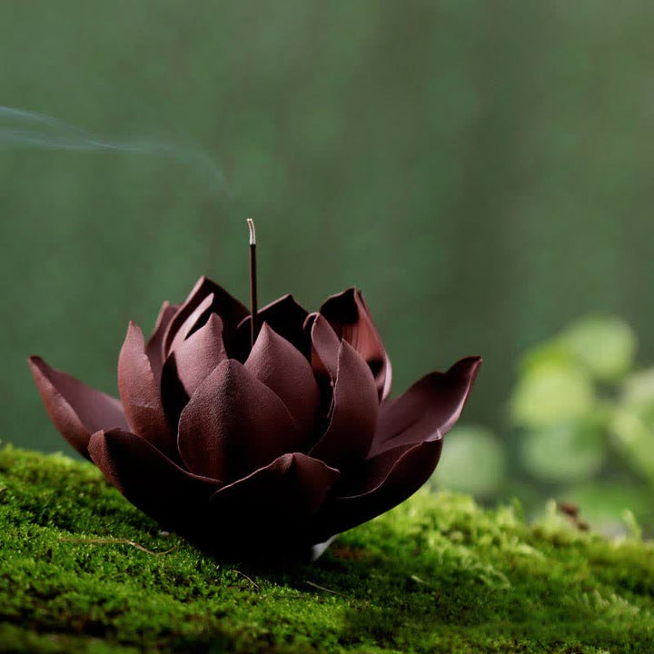 BWOOOH Tibetan Lotus Positive Peace Incense Burner Decoration | natural stone incense burner