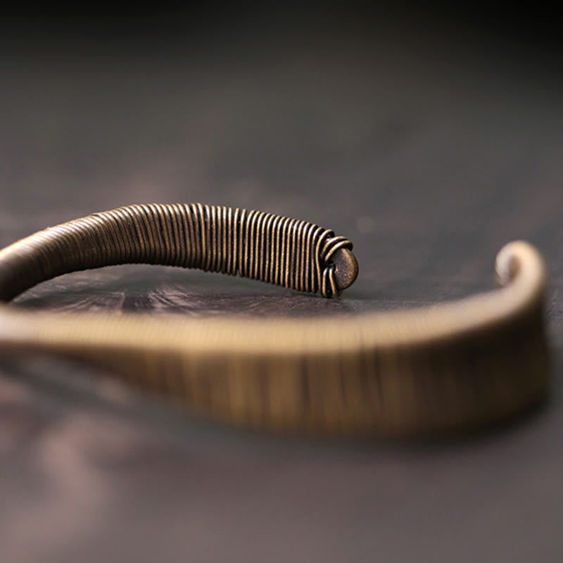 BWOOOH Simple Design Wrapped Brass Copper Luck Wealth Adjustable Cuff Bracelet | spiritual healing bracelet