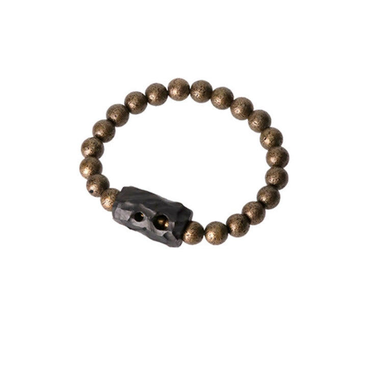 BWOOOH Tibet Ebony Wood Copper Peace Balance Beaded Bracelet