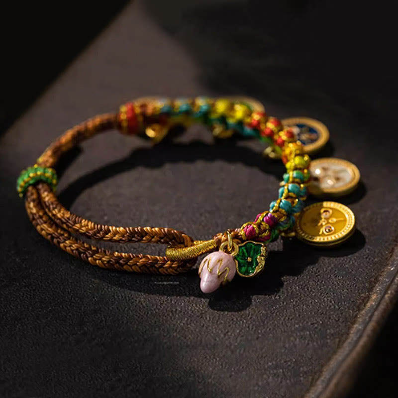 BWOOOH Tibetan Colorful Rope Five God Of Wealth Luck Braid Bracelet