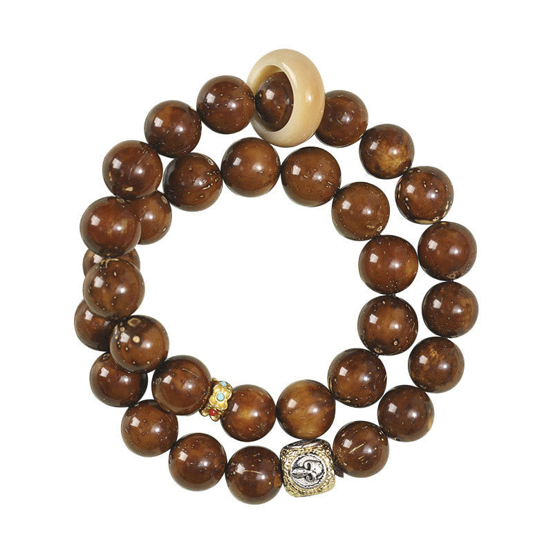 BWOOOH Tibetan Natural Purple Gold Rat Bodhi Seed Wealth Double Wrap Bracelet
