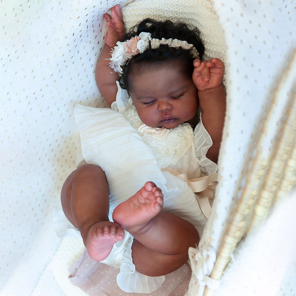 [New Series 2024] 20'' Super Lovely African American Cloth Body Reborn Baby Girl Doll Named Yersser
