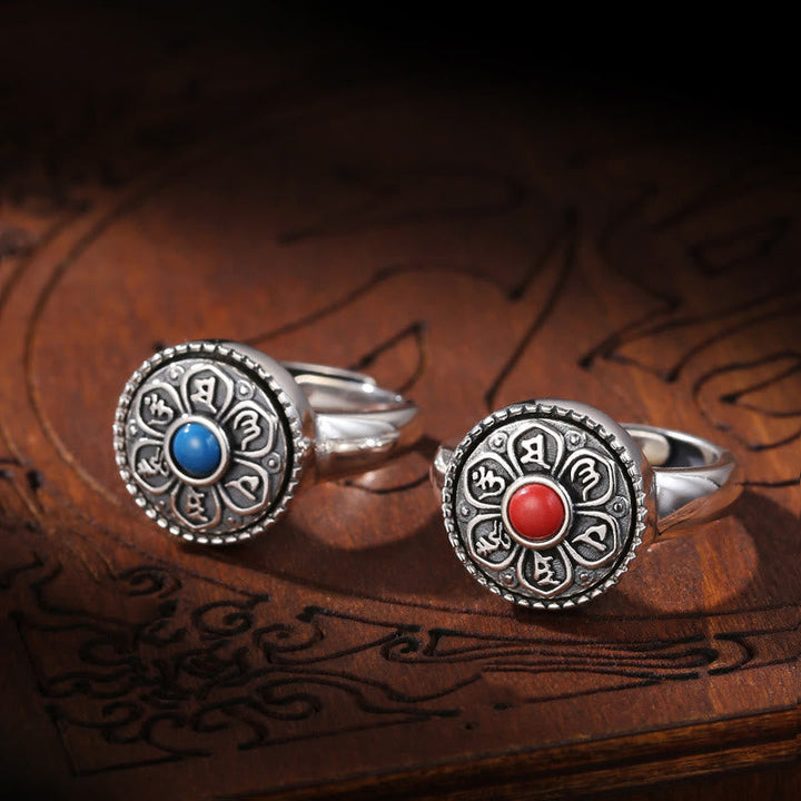 BWOOOH Tibetan Om Mani Padme Hum Peace Rotatable Ring