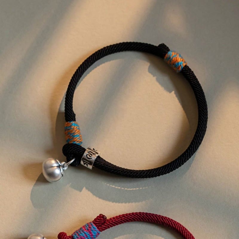 BWOOOH 925 Sterling Silver Tibetan Handmade Om Mani Padme Hum Persimmon Charm Luck Protection Braided Bracelet
