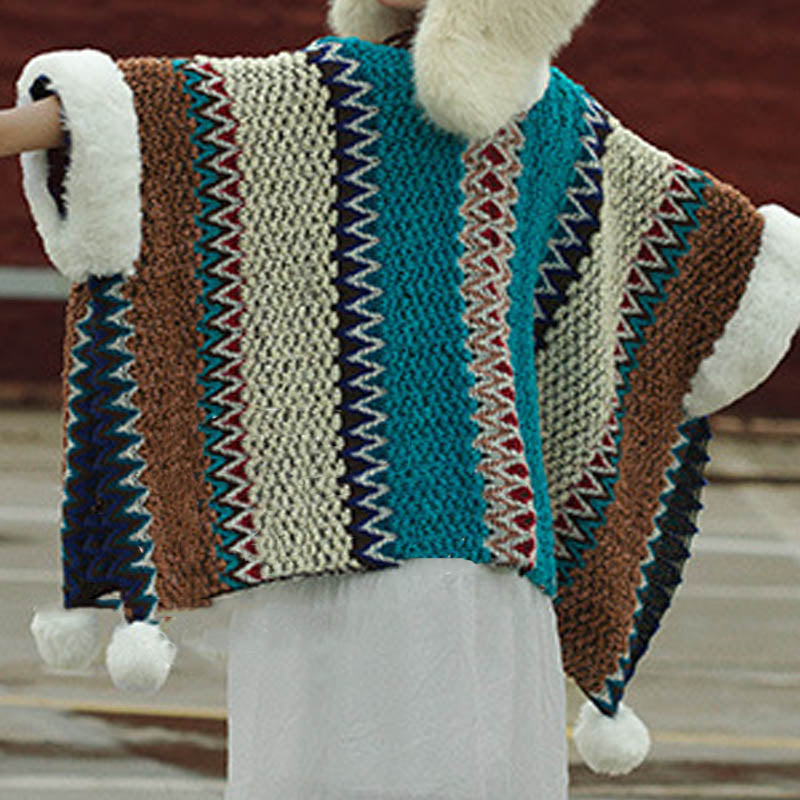 BWOOOH Tibetan Multicolored Striped Shawl Winter Cozy Tra