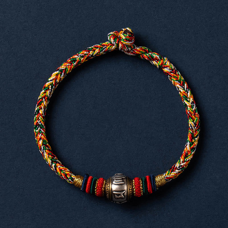 BWOOOH 925 Sterling Silver Tibet Handmade Om Mani Padme Hum Luck Protection King Kong Knot Braided Bracelet  -  Sterling Sil...