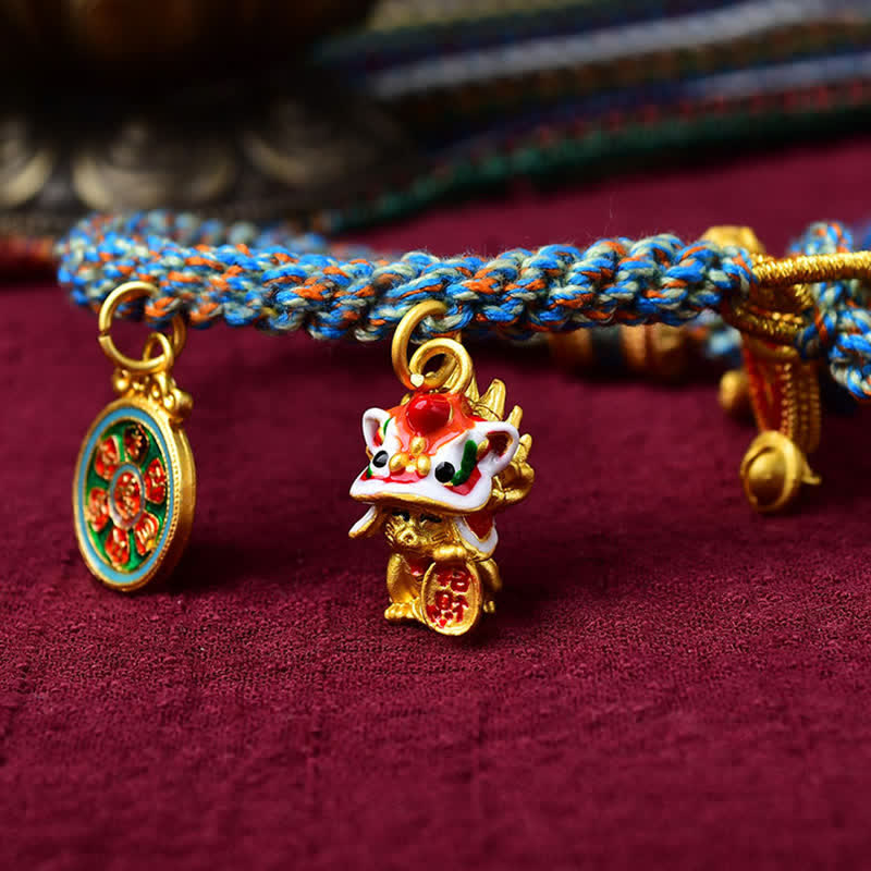 BWOOOH Tibetan Zakiram Goddess of Wealth Thangka Luck Prayer Wheel Braid String Bracelet