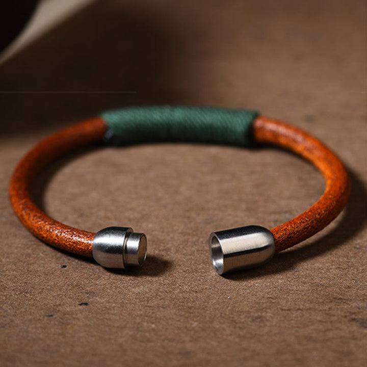BWOOOH Tibetan Leather Handmade Five Elements Luck Braid String Buckle Bracelet