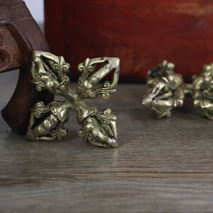 Buddha Stones Nepal Handmade 5 Prong Double Dorje Copper Strength Vajra