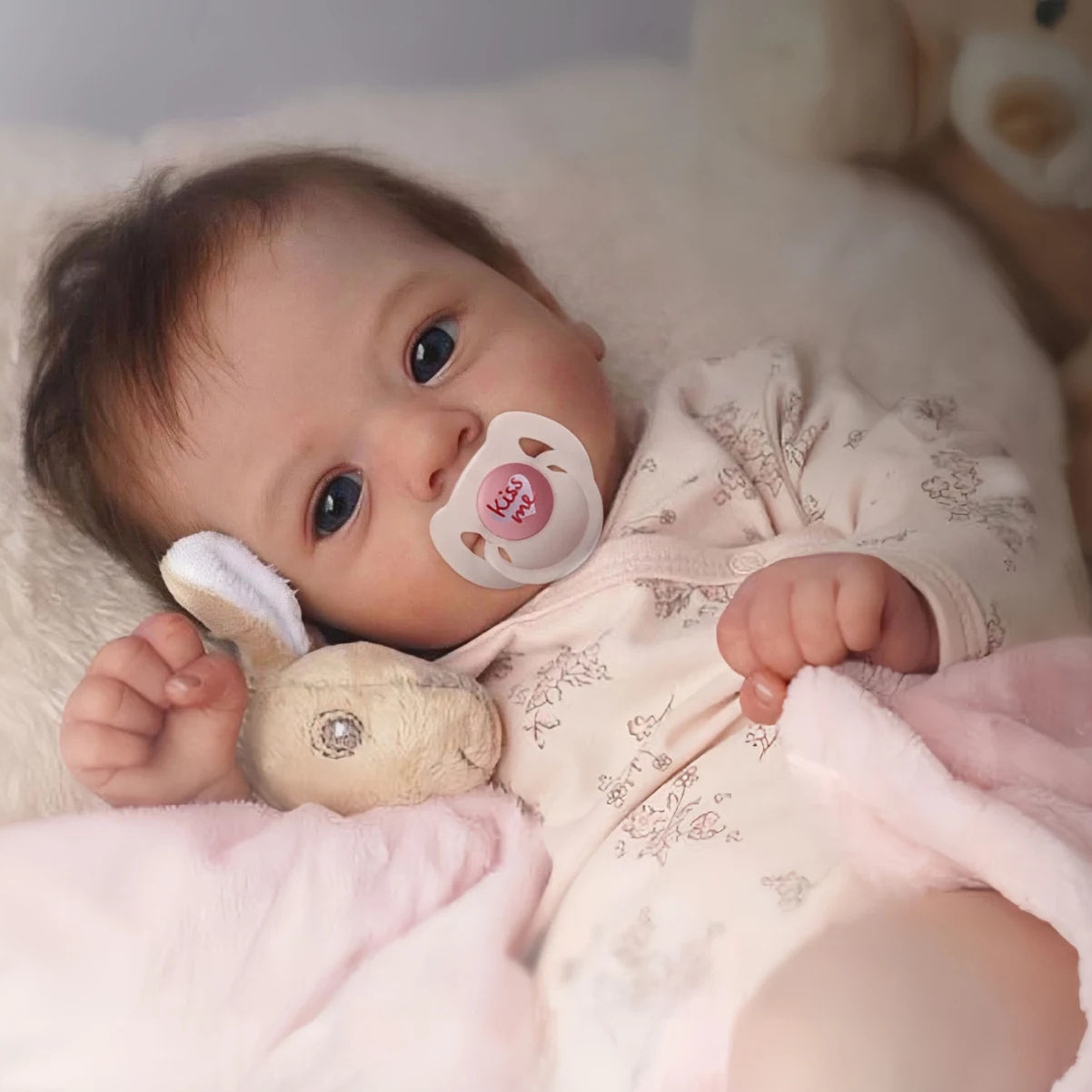[New] 18" Cloth Body Reborn Baby Newborn Girl Doll Named Sinsda with Brown Hair with Heartbeat💖 & Sound🔊