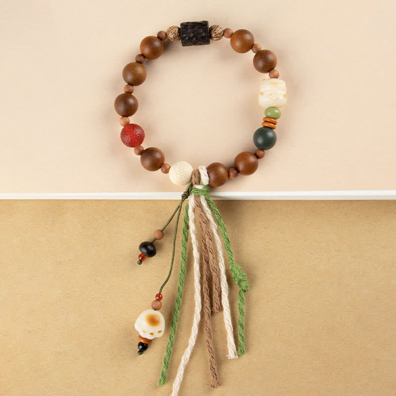 BWOOOH Lightning Strike Wood Bodhi Seed Cat Paw Claw Auspiciousness Protection Tassel Bracelet