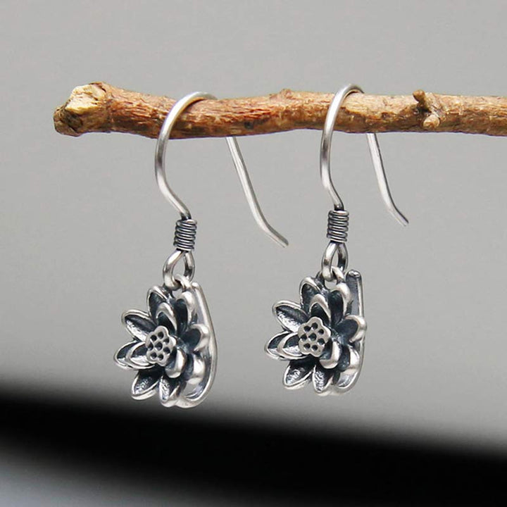 BWOOOH 925 Sterling Silver Lotus Flower Enlightenment Earrings