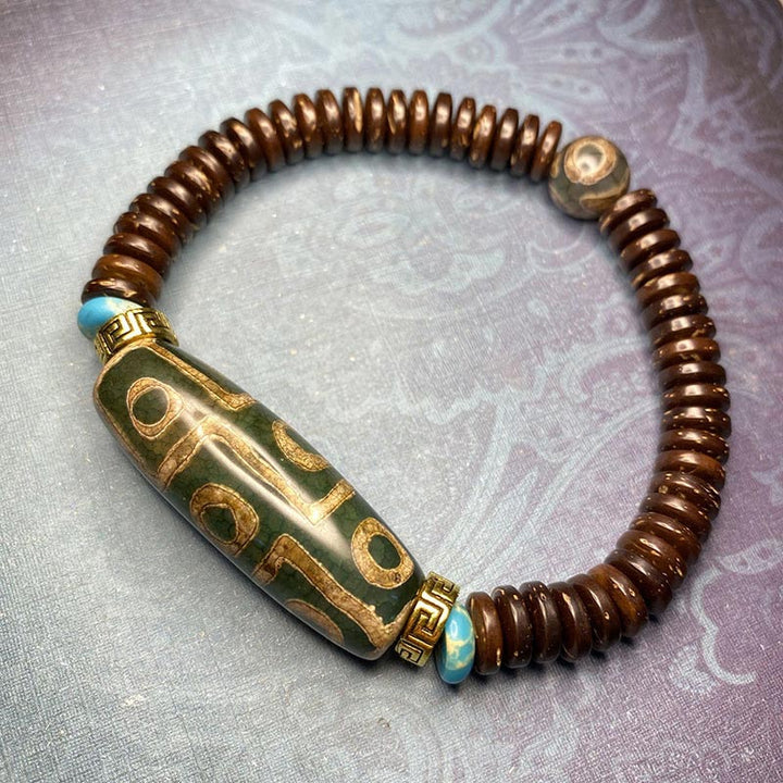 BWOOOH Tibetan Nine-Eye Dzi Bead Wealth Bracelet