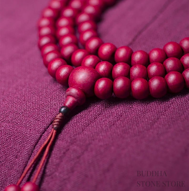 BWOOOH 108 Mala Beads Natural Abelia Biflora Wood Protection Bracelet