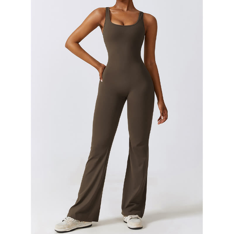 BWOOOH printed yoga pants - Women Workout Sleeveless Jumpsuit Flare 