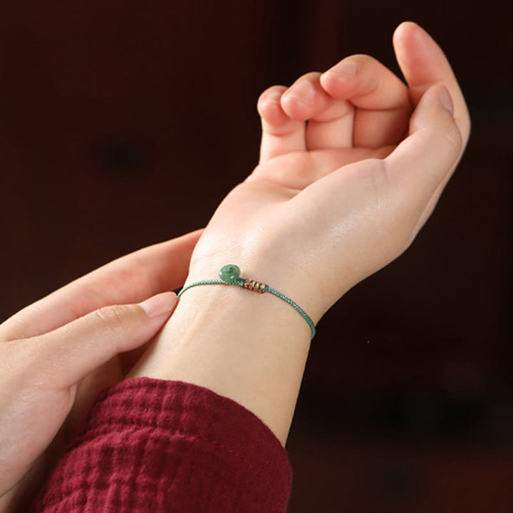BWOOOH Tibetan Handmade Green Aventurine Luck Protection Braided Rope Bracelet