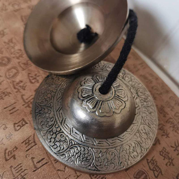 BWOOOH Tibetan Tingsha Bell Auspicious Cloud Six True Words Copper Wealth Decoration | Copper Tibetan bell