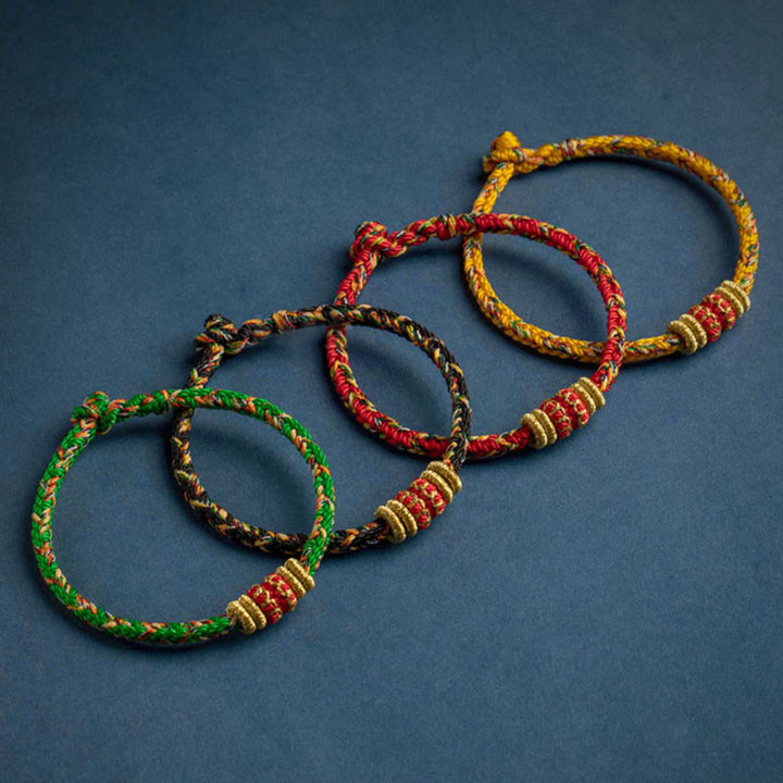 BWOOOH Tibet Handmade Chinese Zodiac Natal Buddha Luck Strength Braided String Bracelet