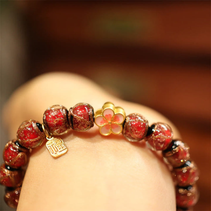 BWOOOH Tibetan Gold Swallowing Beast Family Five God Of Wealth Thangka Fortune Bead Bracelet