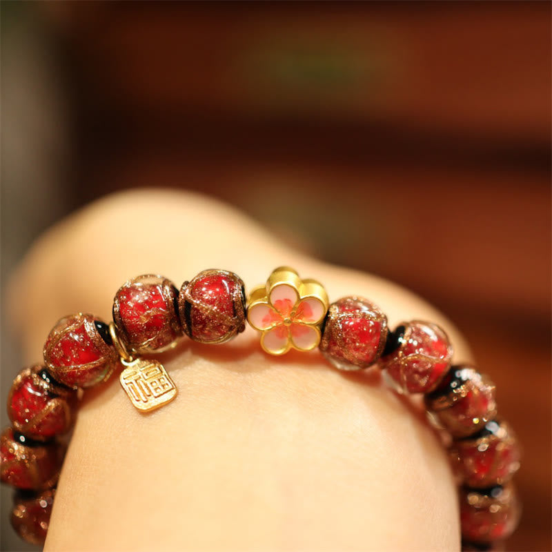 BWOOOH Tibetan Gold Swallowing Beast Family Five God Of Wealth Thangka Fortune Bead Bracelet