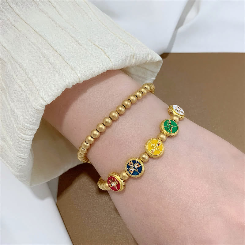 BWOOOH Tibetan Five God Of Wealth Copper Beads Luck Bracelet