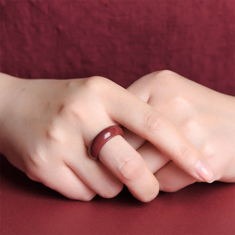 BWOOOH Cinnabar Om Mani Padme Hum Auspicious Clouds Blessing Ring