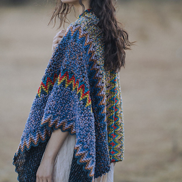 BWOOOH Tibetan Shawl Soft Warm Knitting Cloak Winter Tibe