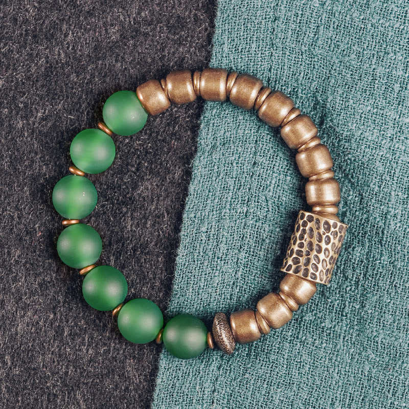 BWOOOH Tibetan Red Agate Green Agate Copper Confidence Fortune Bracelet